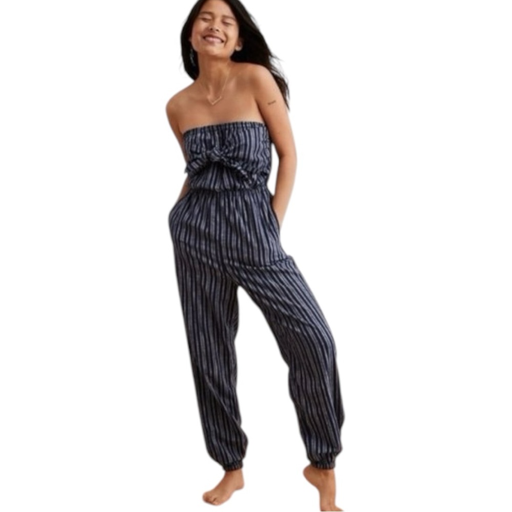 Aerie Striped Strapless Jumpsuit